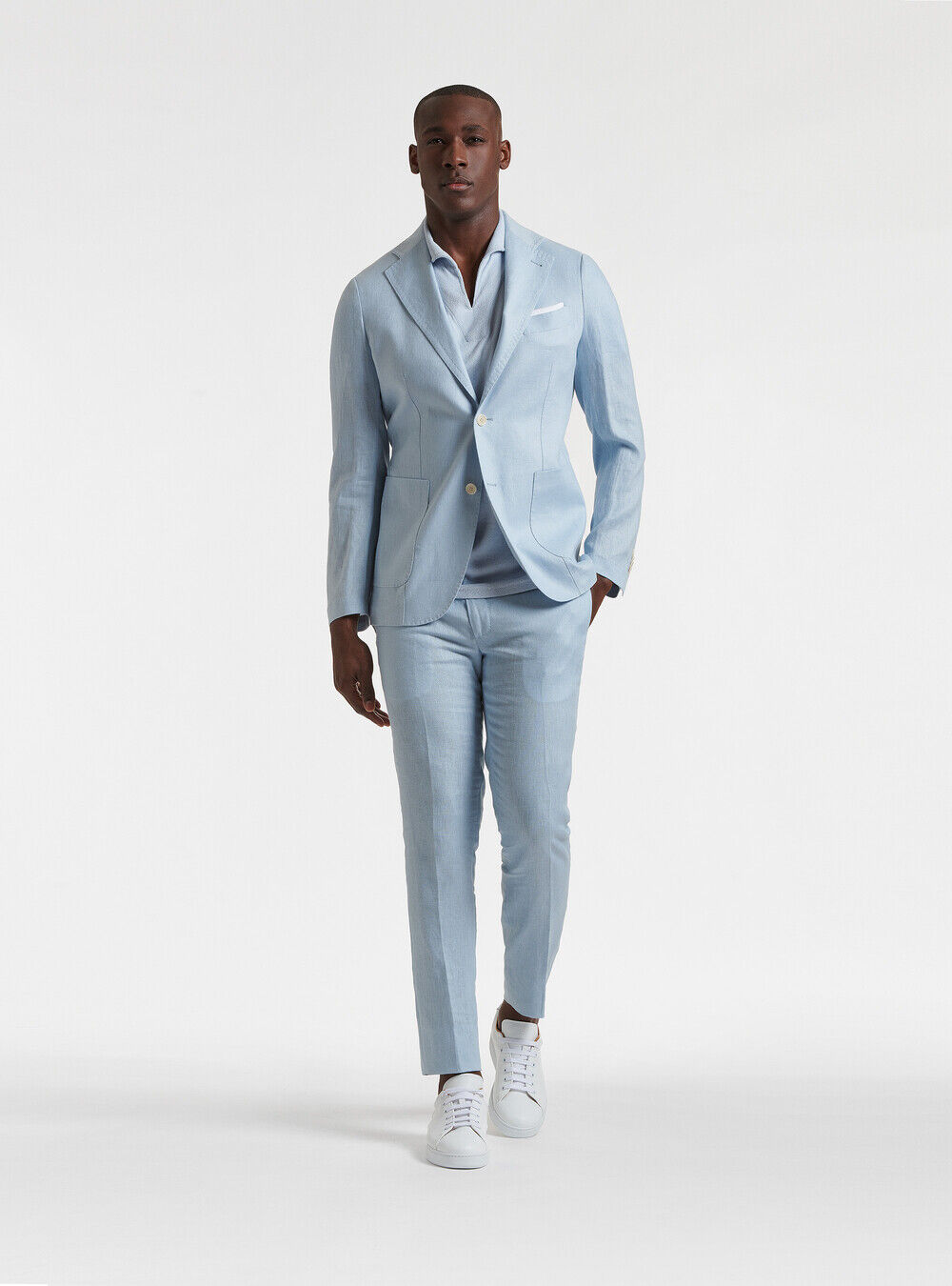 Light blue pure linen suit, 